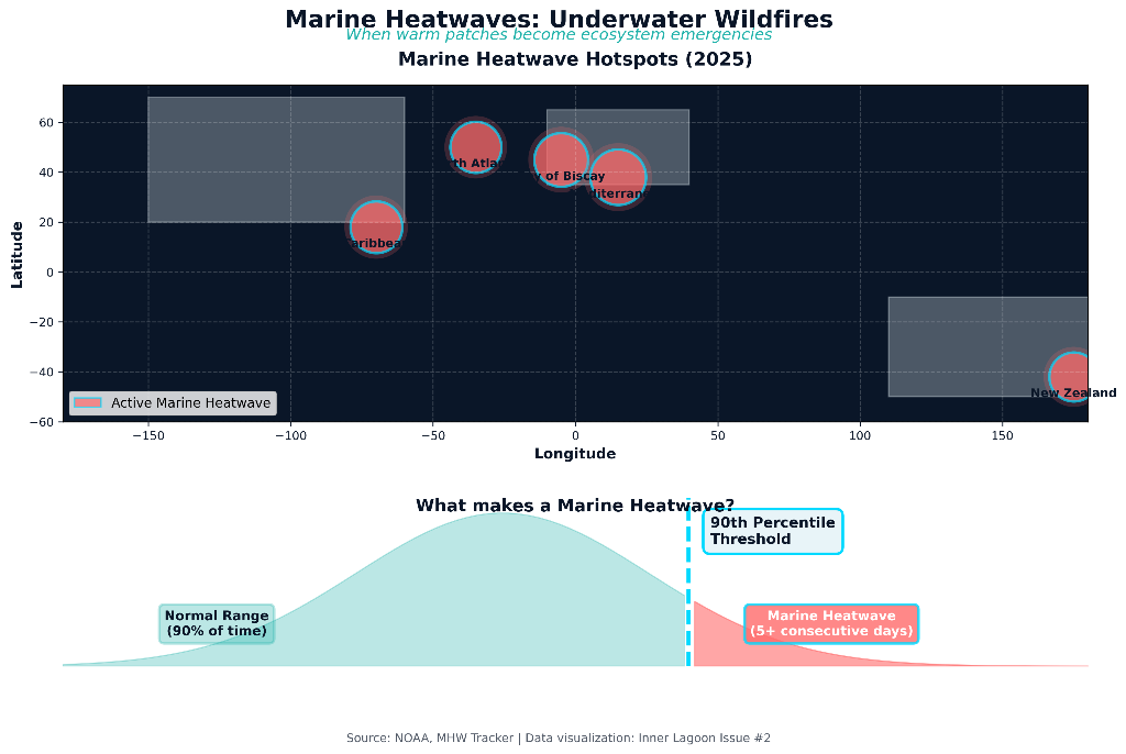 Marine Heatwaves Global Map and 90th Percentile Explanation
